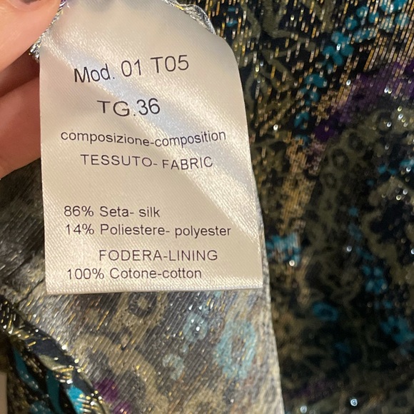 NWT True Royal Button Down Silk Top, Sz XS - Picture 6 of 8